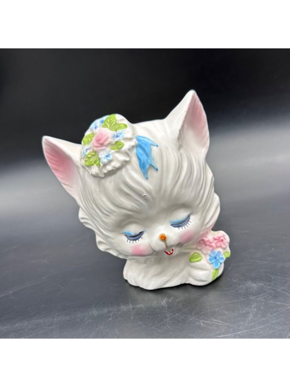 Vintage Napco Kitty Cat Head Vase Planter C 6702 Japan Kitsch Mid Century Decor